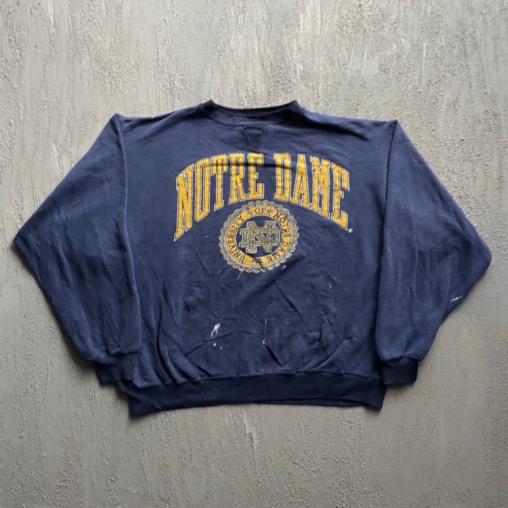 Vintage Notre Dame Crewneck Sweatshirt Mens XL Navy Blue 90s Galt Sand
